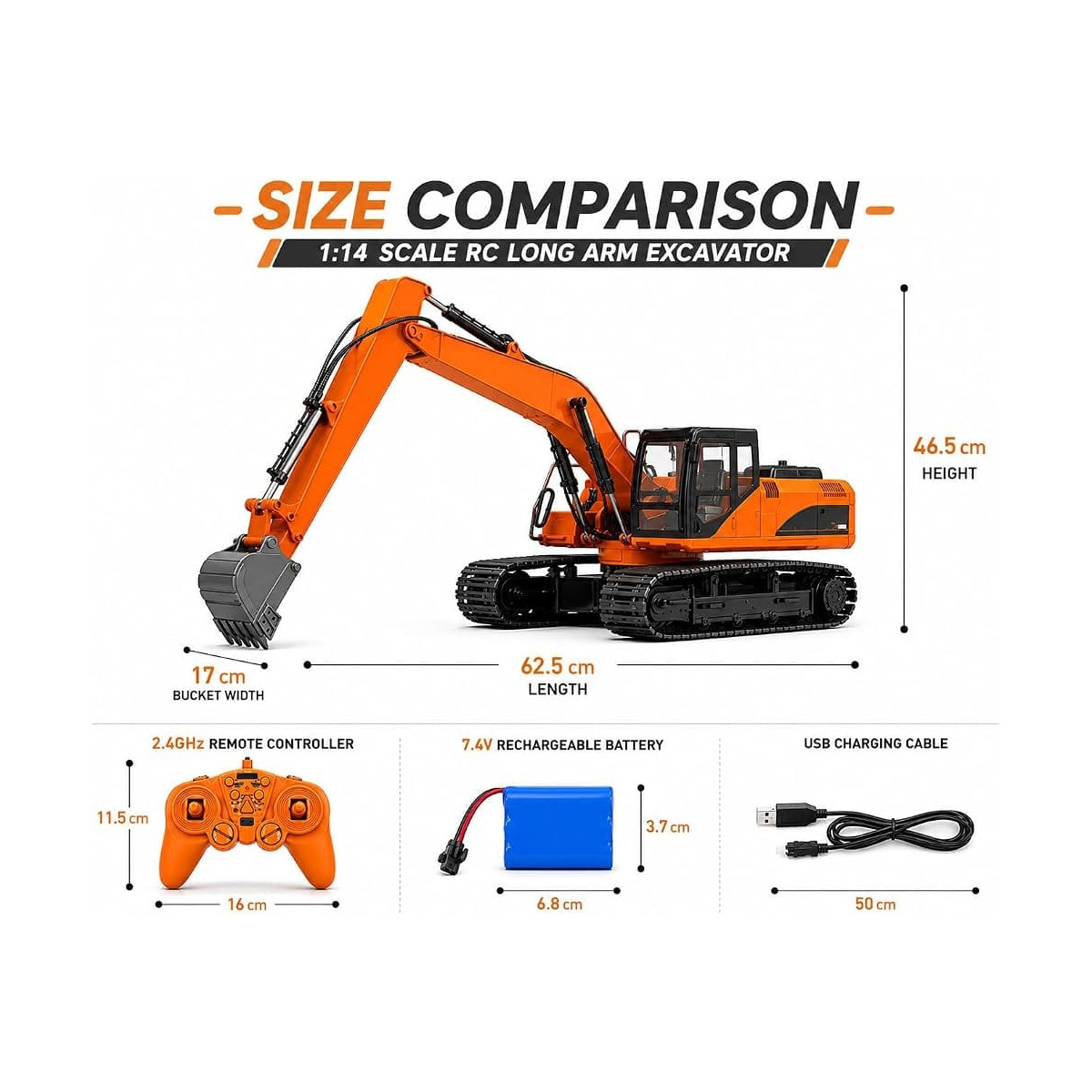 1:14 scale RC excavator