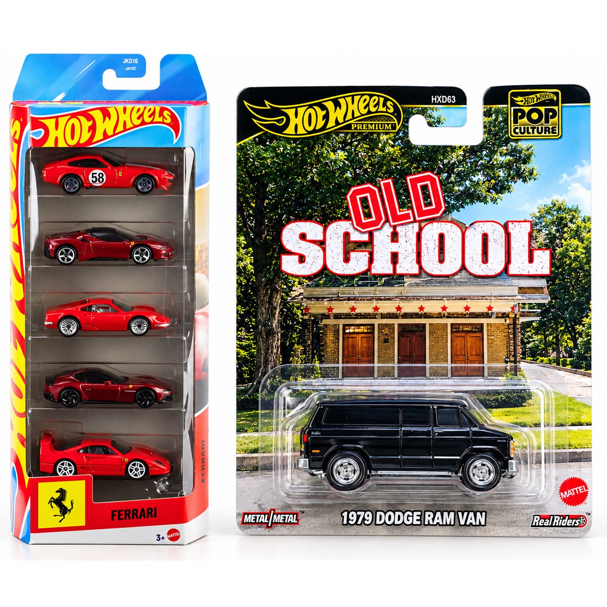 Hot Wheels Ferrari 5-Pack + 1979 Dodge Ram Van Combo Offer