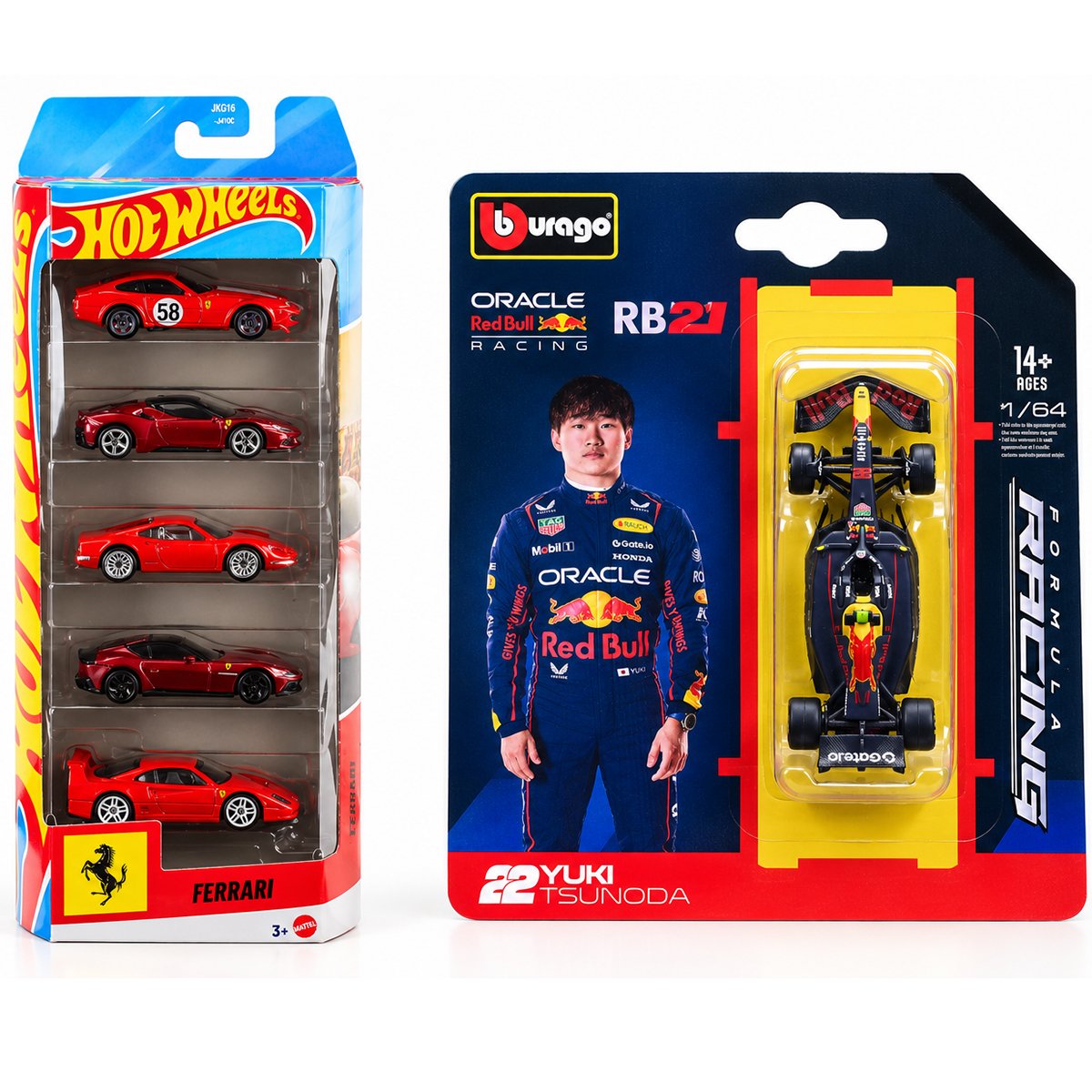 Hot Wheels Ferrari 5-Pack + Bburago Red Bull Racing RB21 Combo Offer