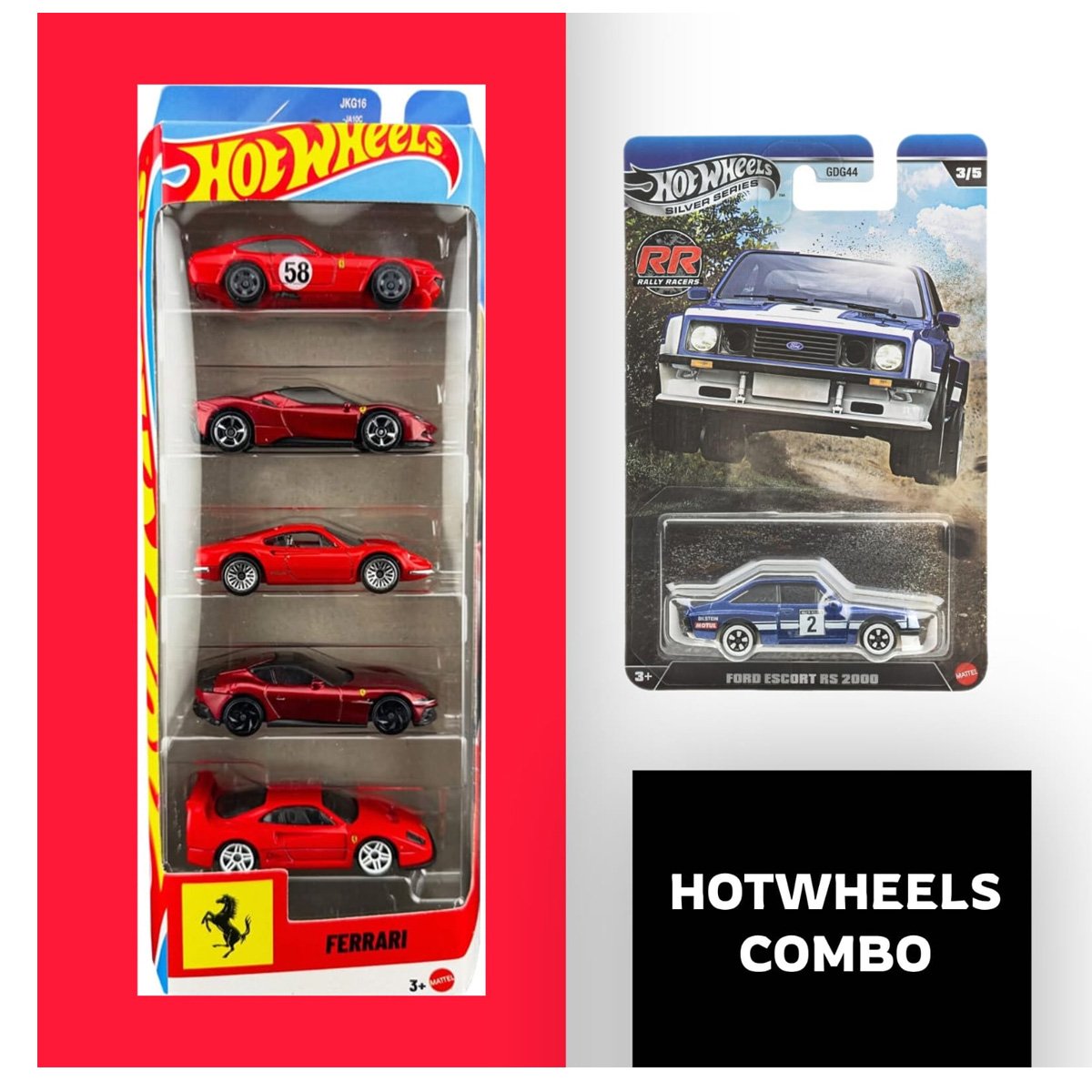 Hot Wheels Ferrari & Ford Escort RS 2000 Combo